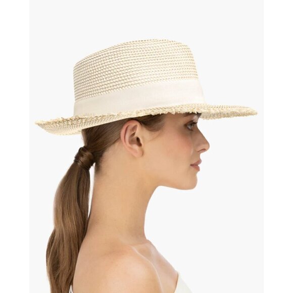 ?ERIC JAVITS? Fringe PInch Packable Fedora Squishee Straw Hat ~ Flax Mix NWT main image 11